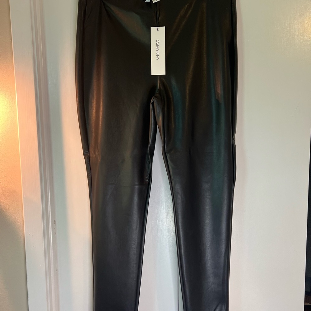 Calvin Klein Black Faux-Leather Pants